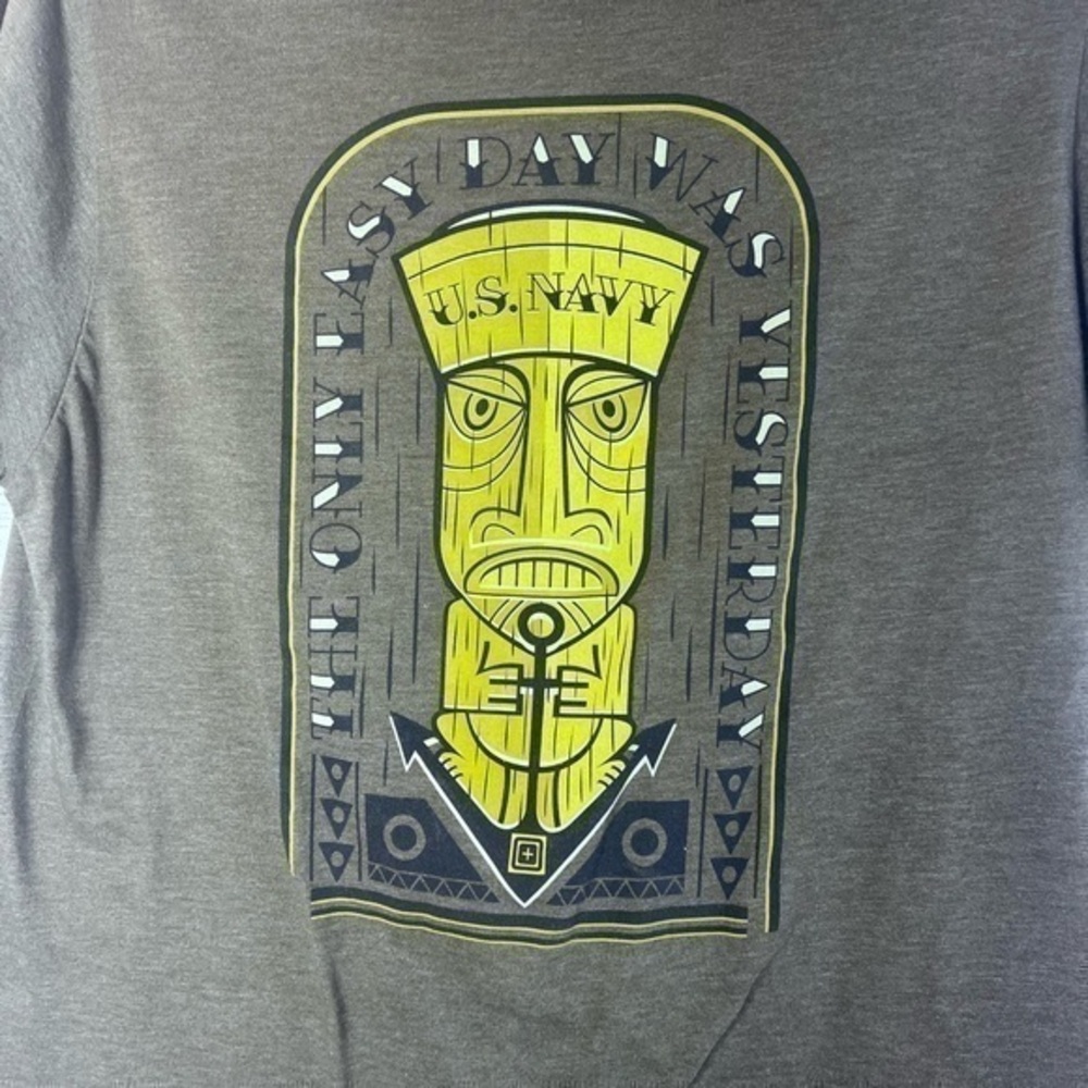 5.11 Tactical Exclusive Navy Tiki Tee Only Easy‎ Day Was Yesterday Size Medium